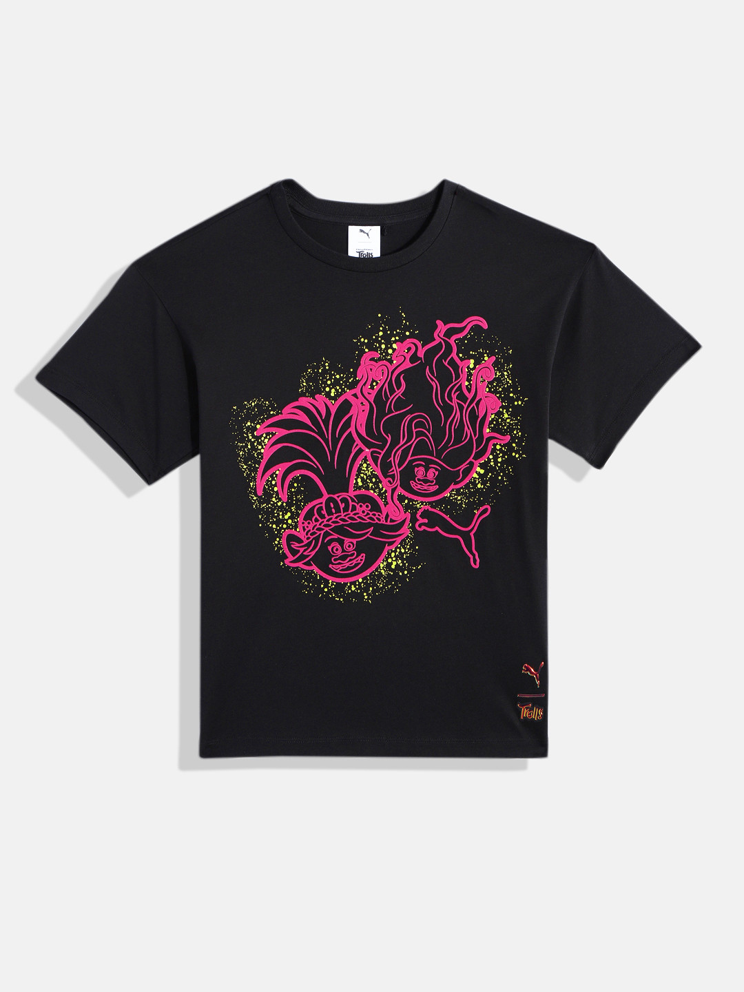 Puma x Trolls Boys Graphic Print Knitted Pure Cotton Relaxed Fit T-shirt