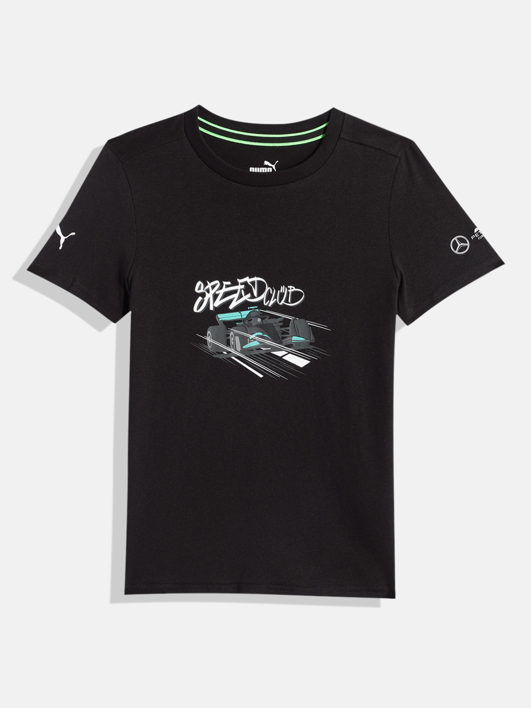 PUMA Motorsport Kids Brand Logo Mercedes AMG Petronas Printed Pure Cotton T-shirt