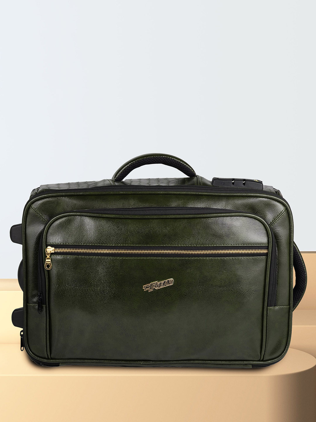 F Gear Unisex Textured 360-Degree Rotation Soft-Sided Small Trolley Bag 44 cm