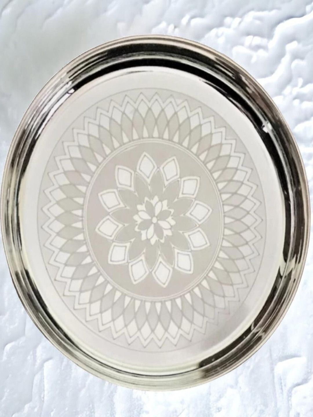 Sigaram German Silver Flotal Designed Plate