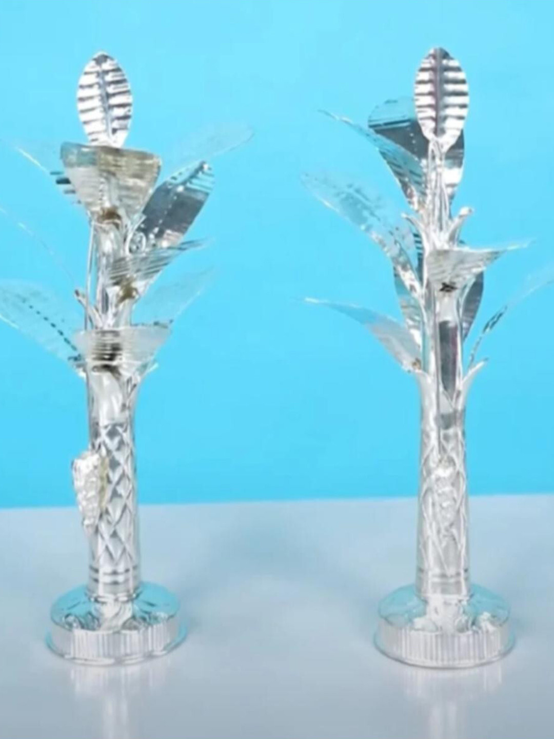 Sigaram Grey 2 Pieces German Silver Banana Tree Pooja Essentials