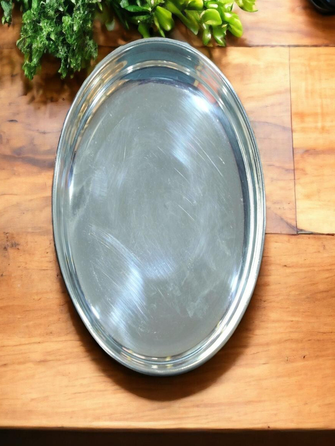 Sigaram Grey German Silver Plain Pooja Thali