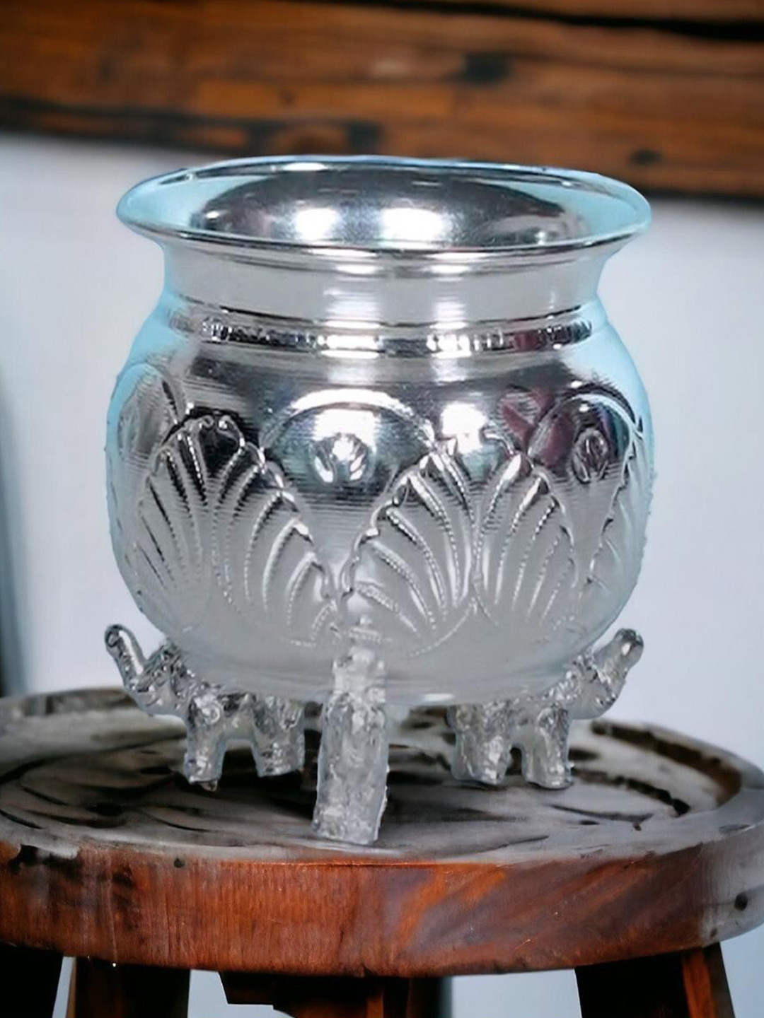 Sigaram Grey Textured German Silver Kum Kum Bharani Cup