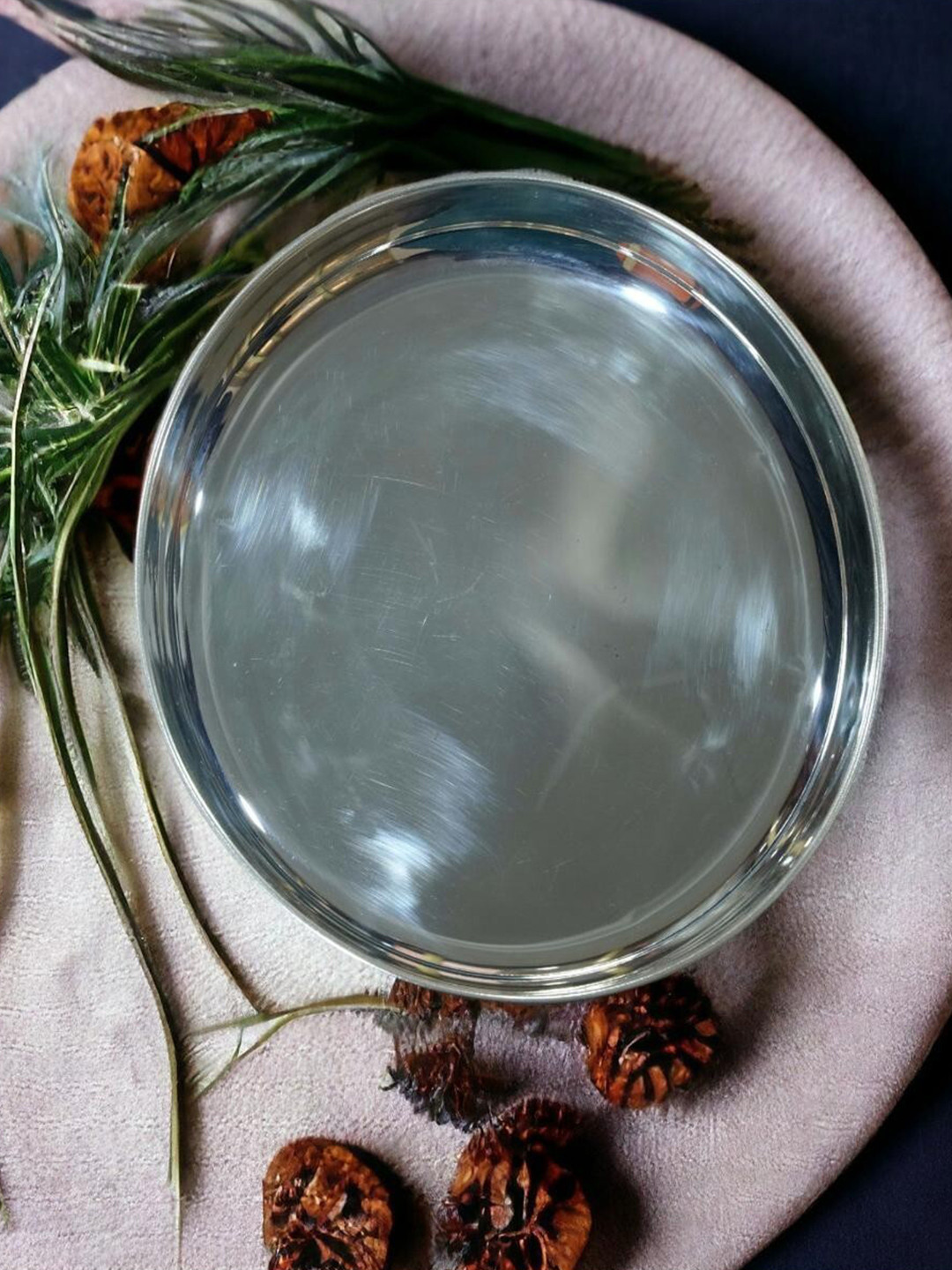 Sigaram German Silver Metal Plain Plate