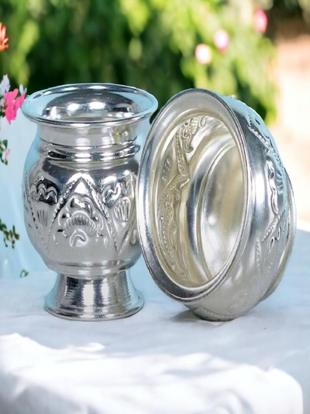 Sigaram Grey 2 Pieces German Silver Kum Kum Bharani
