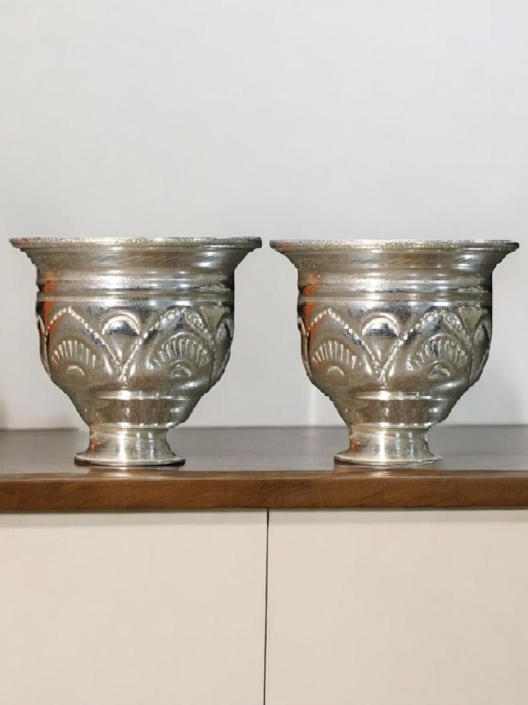 Sigaram Grey 2 Pieces German Silver KumKum Barani Set