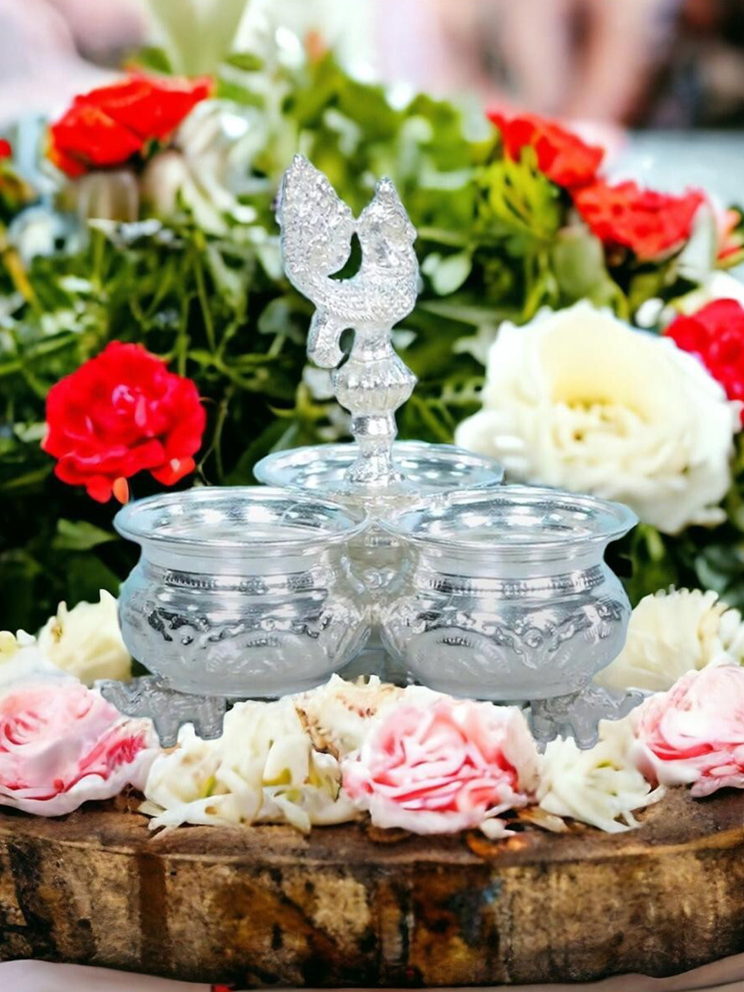 Sigaram Textured German Silver 3 Cup Panchwala