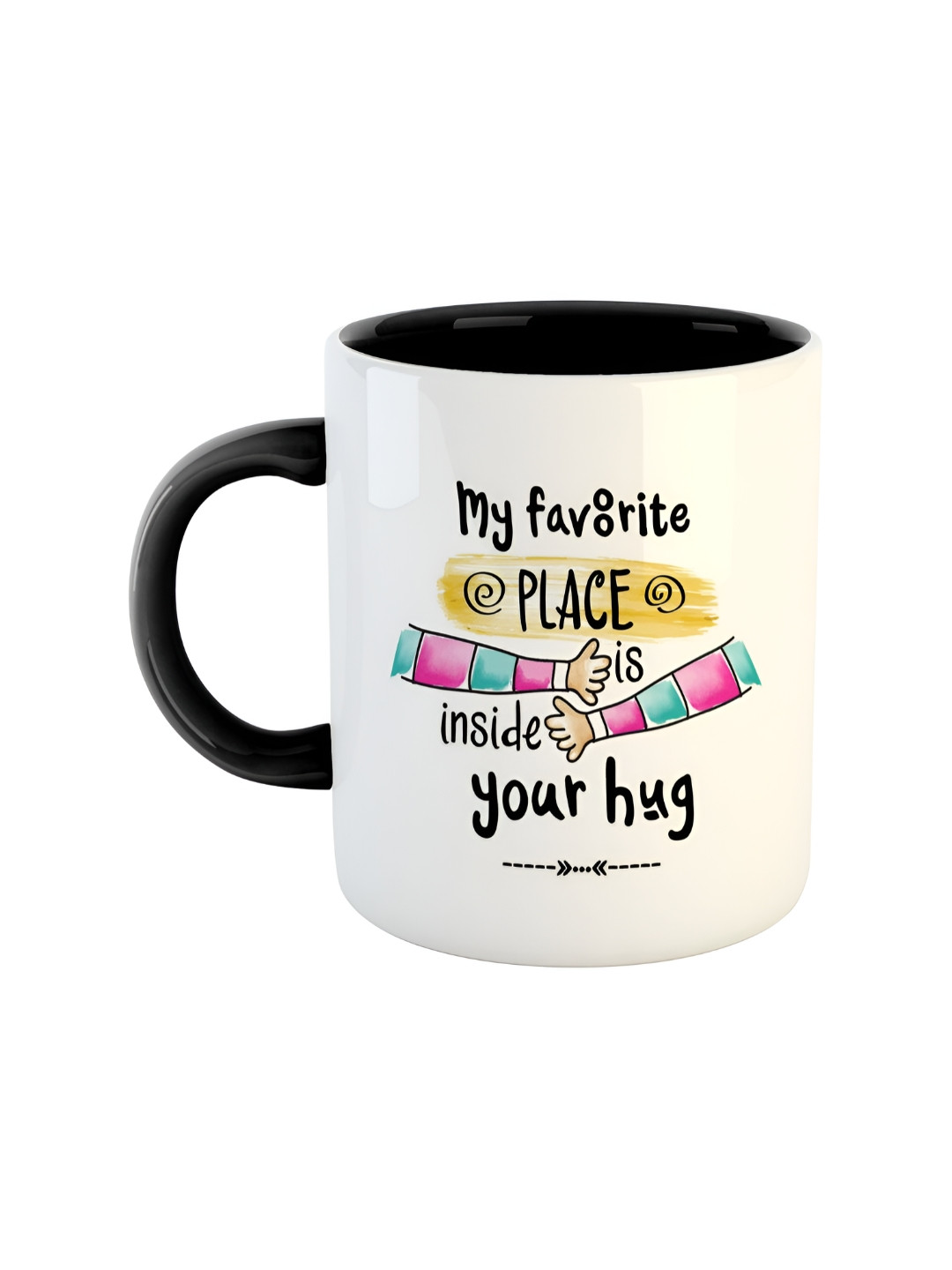 ARTBUG Aruj Name Personalised Black Typography Ceramic Microwave Safe Mug-350ml