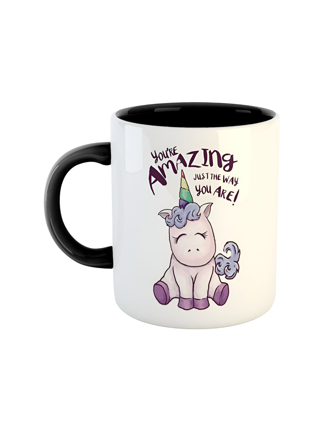 ARTBUG Cute Shine Like the Star You are Amazing Black Typography Ceramic Microwave Safe Mug-350ml