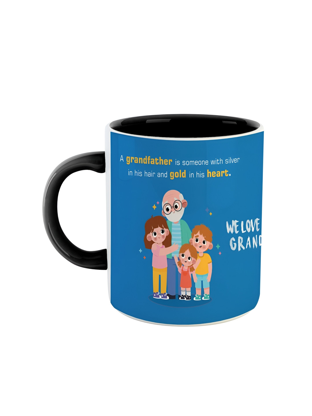 ARTBUG Black & Blue Printed Ceramic Glossy Dishwasher And Microwave Safe Mug 350ml