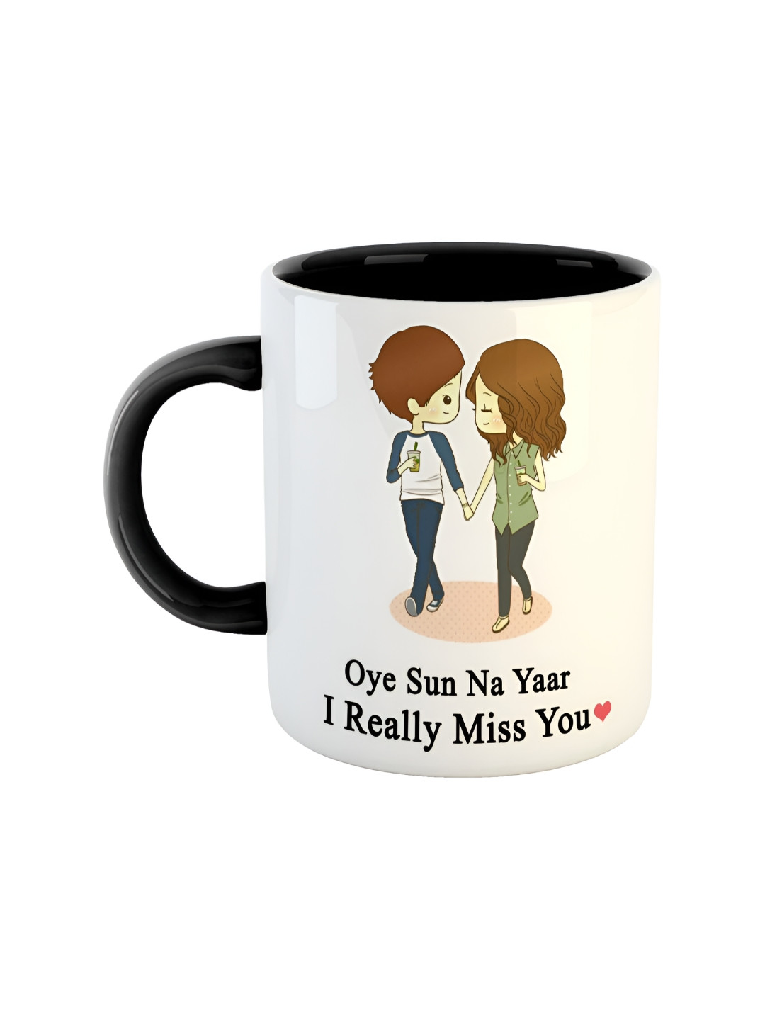 ARTBUG Serene Leaf Black Typography Ceramic Microwave Safe Mug-350ml