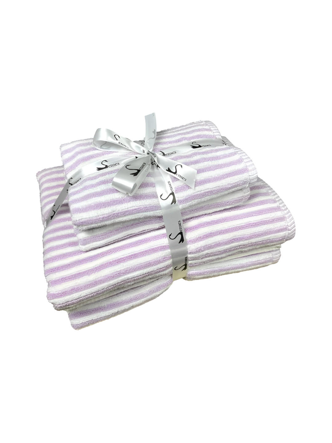 SENSES Purple & White 4 Piece Cotton 600 GSM Towel Set