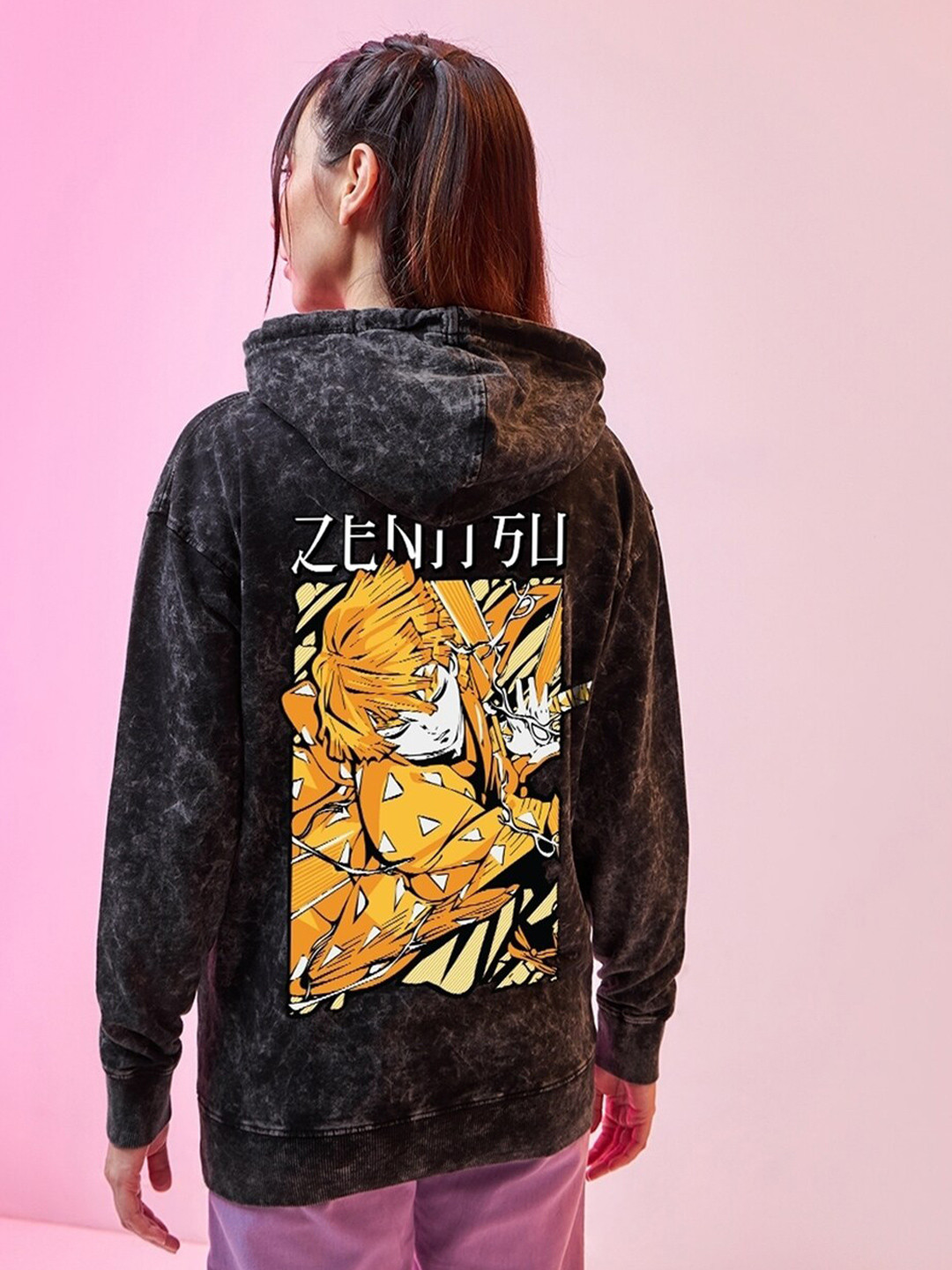 Bewakoof Godspeed Graphic Printed Hooded Fleece Oversized Pullover Sweatshirt