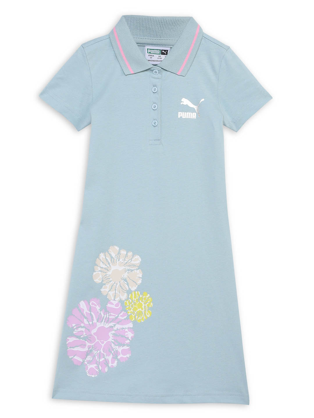 Puma Classics Girls Brand Logo Graphic Printed Cotton T-Shirt Dress