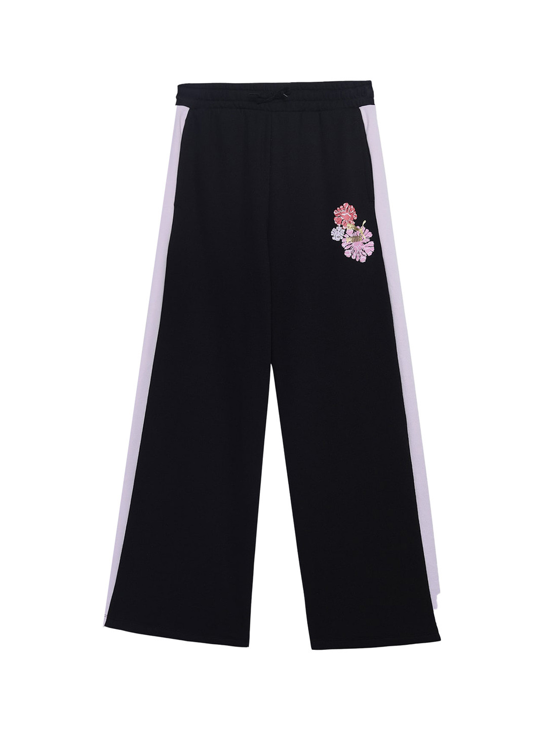 Puma T7 Girls Floral Printed Cotton Relaxed Fit 7/8 Track Pants
