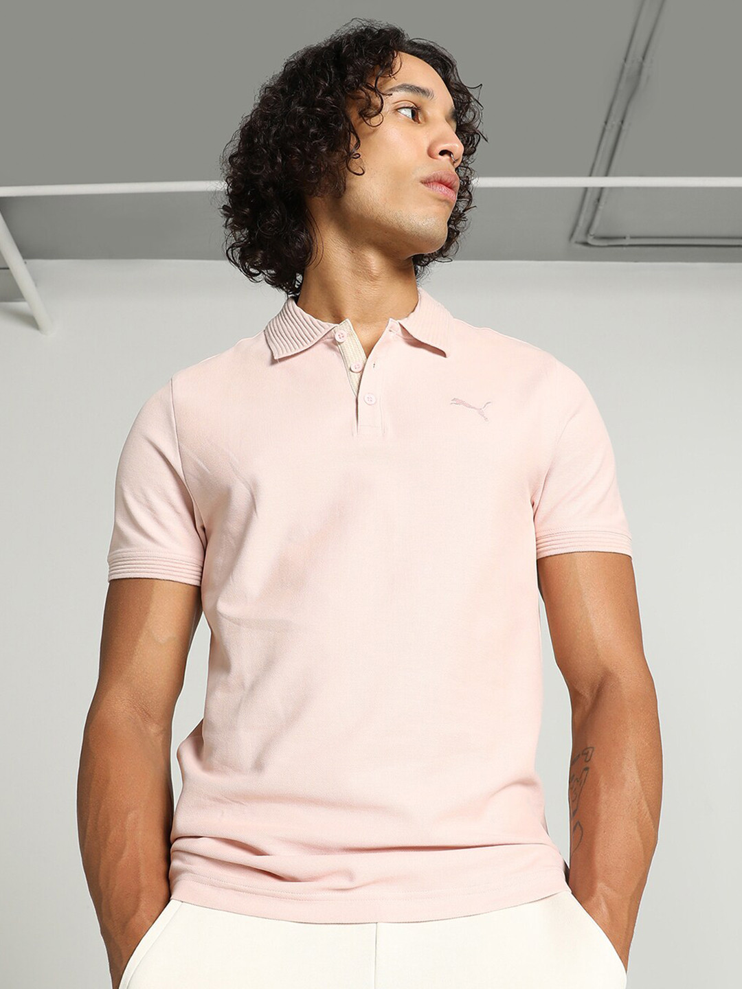 Puma Ottoman Collar Cotton Slim-Fit Polo Collar T-Shirt