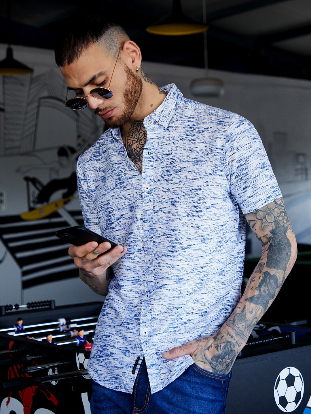 Campus Sutra Textured Tactile Shirt