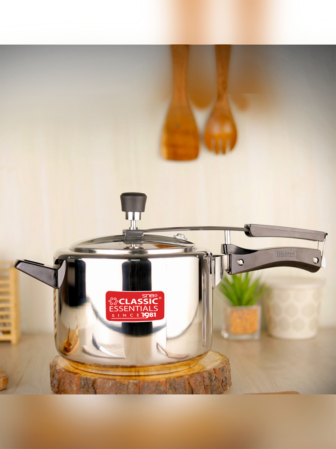 Classic Essentials Prochef Silver Stainless Steel Induction Base Inner Lid Ceramic Pressure Cooker-5 L