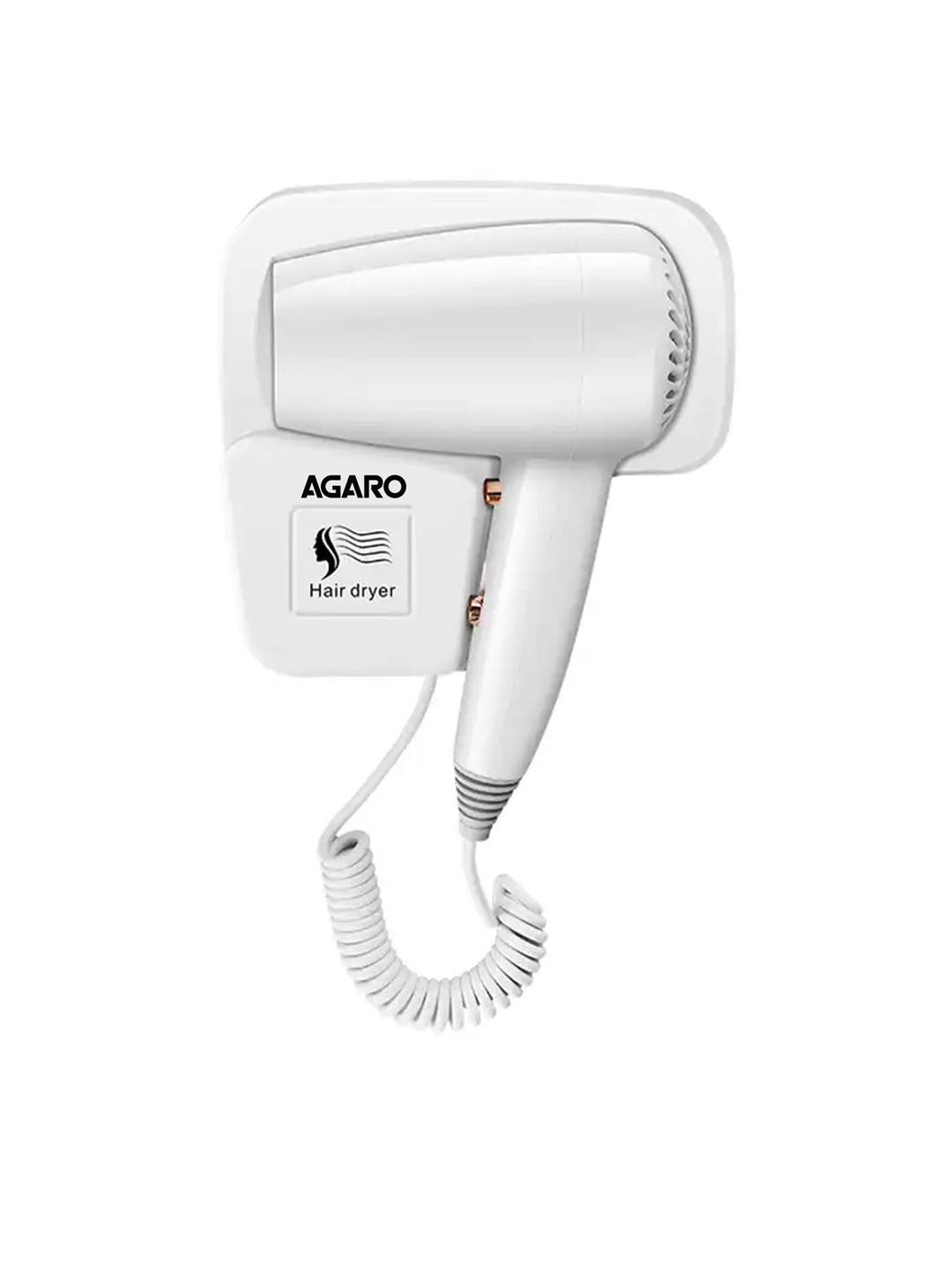 Agaro HD1417 Wall Mounted 1400W Compact Fast Drying Hair Dryer - White