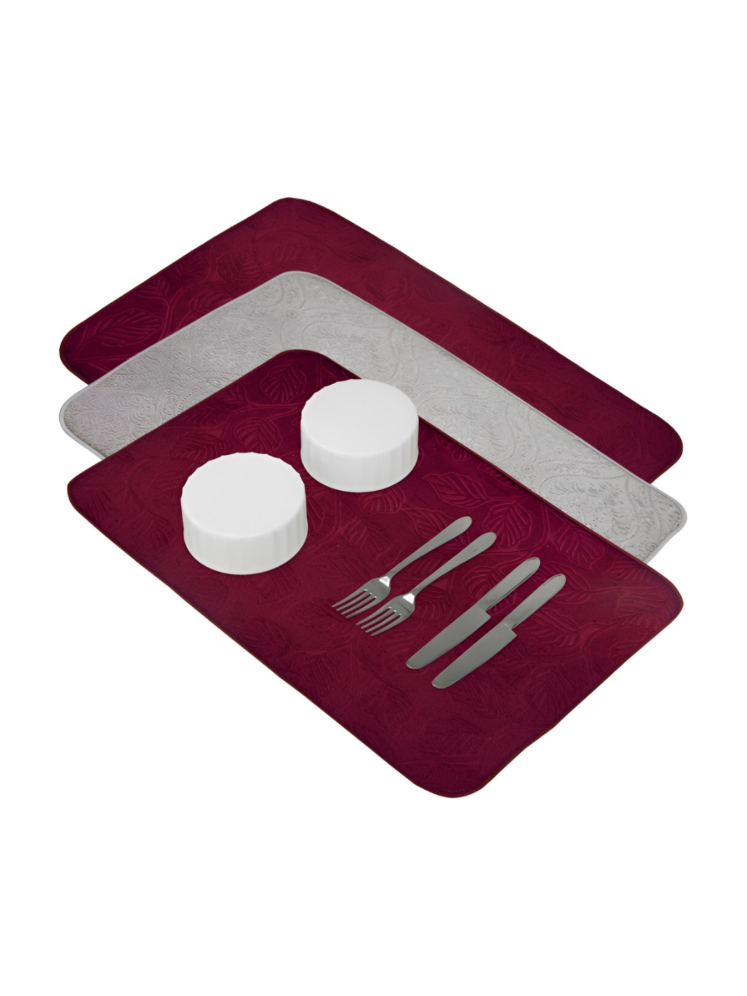 Kuber Industries Set Of 3 Self Design Dish Dry Mat