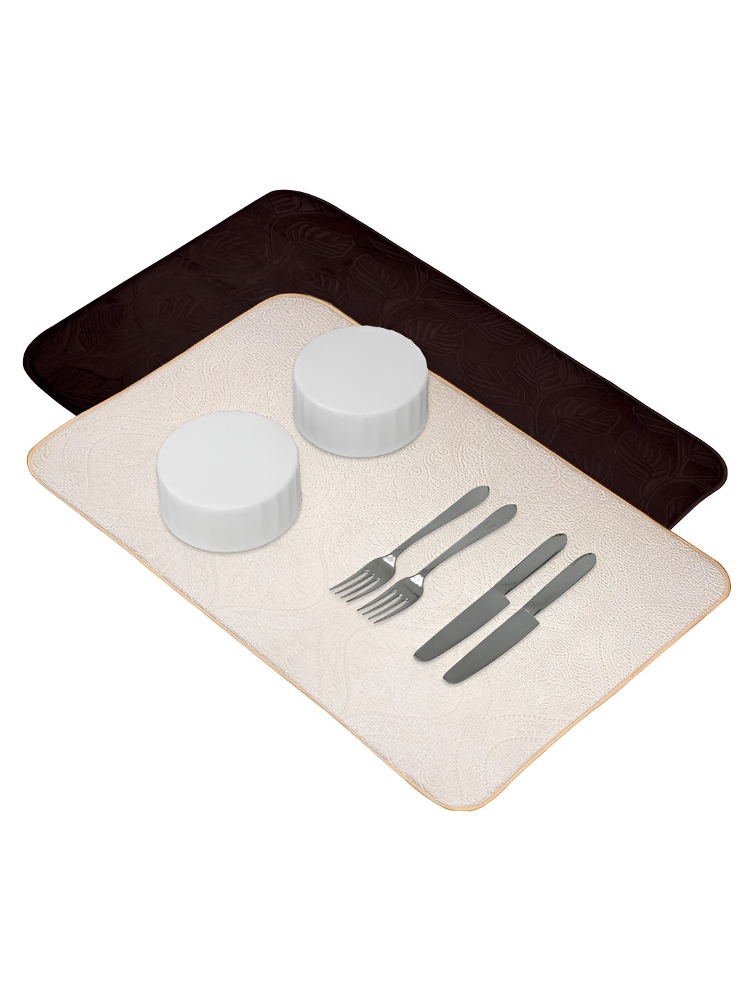 Kuber Industries 2Pcs  Brown & Cream colored Rectangle Table Placemats