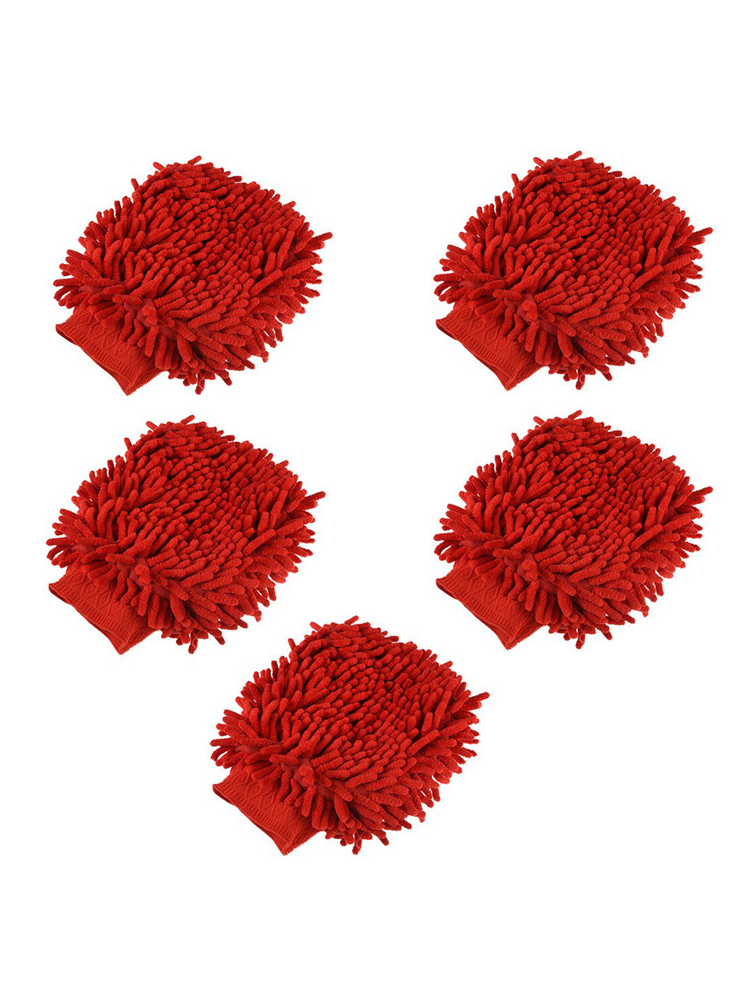 Kuber Industries Red 5 Pieces Microfiber Cleaning Gloves