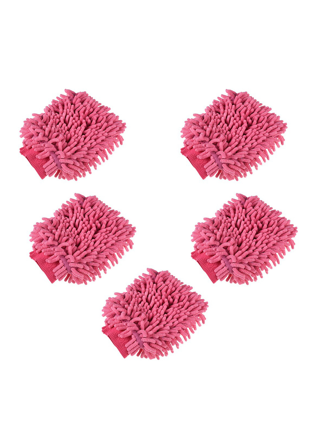 Kuber Industries Pink 5 Pieces Microfiber Cleaning Gloves