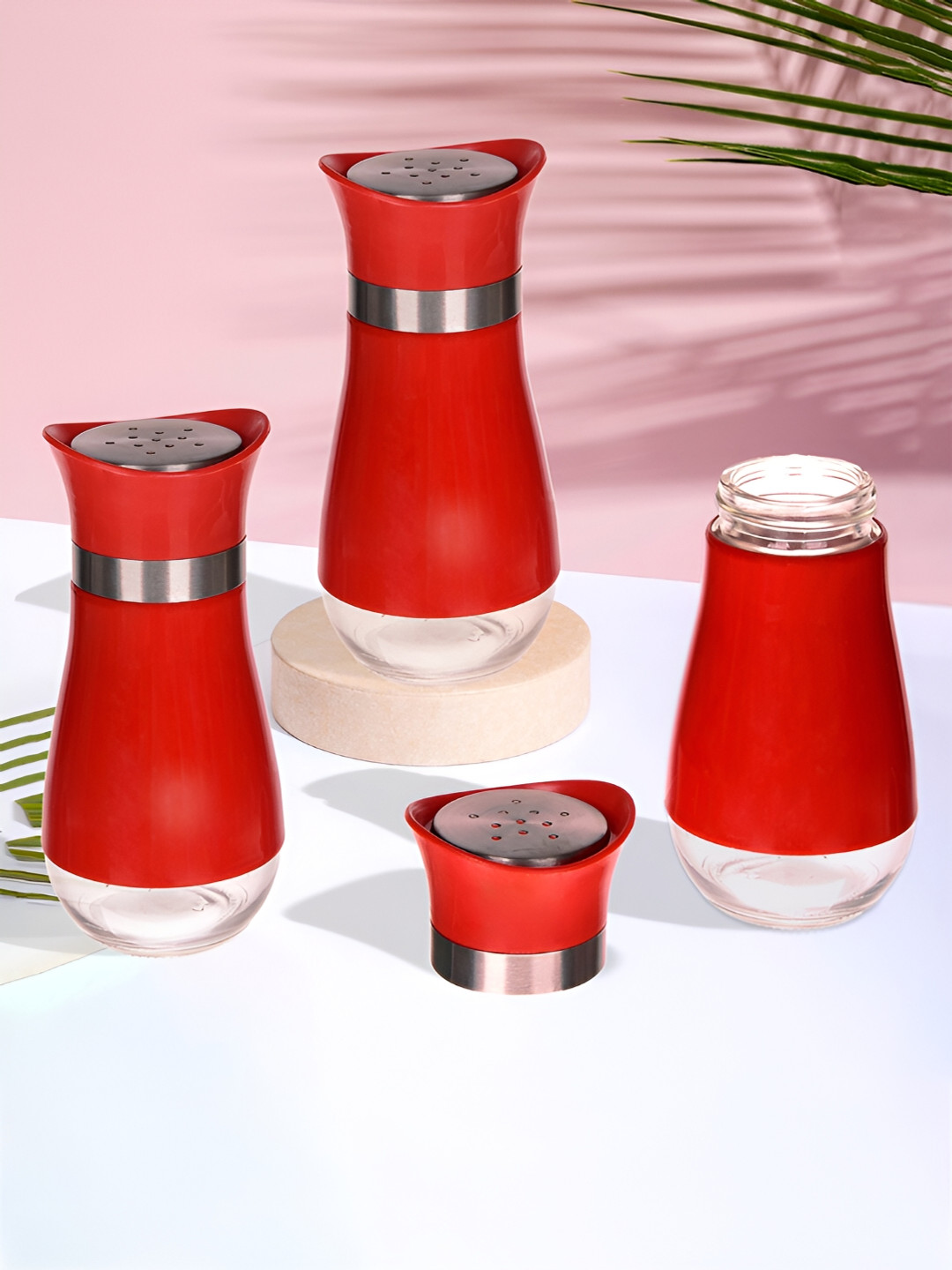 Kuber Industries 3 Pcs Red Salt & Pepper Shaker