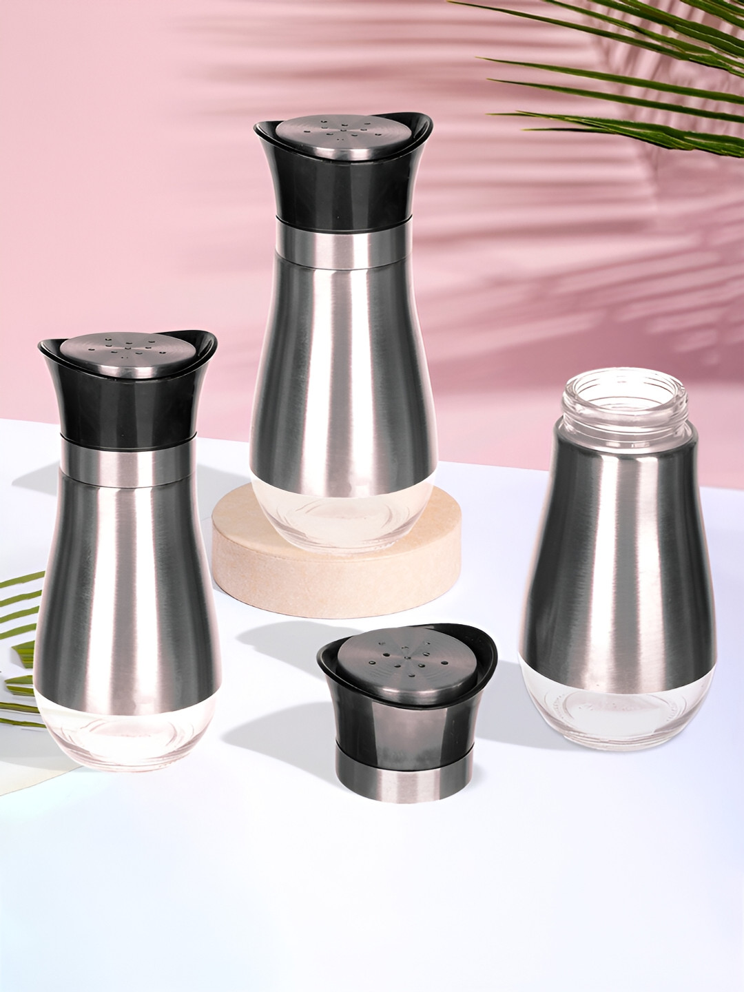 Kuber Industries Set of 3 Grey Salt and Pepper Shakers