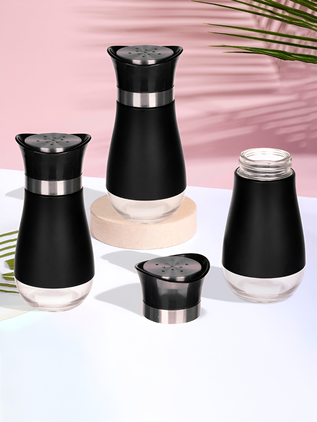 Kuber Industries Set of 3 Black Salt and Pepper Shakers