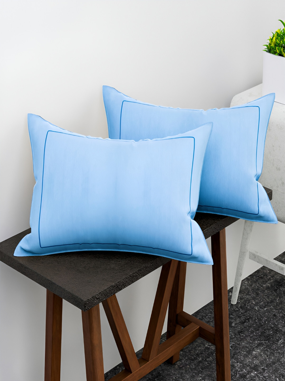 Kuber Industries 2 Pcs Blue Cotton Pillow Covers