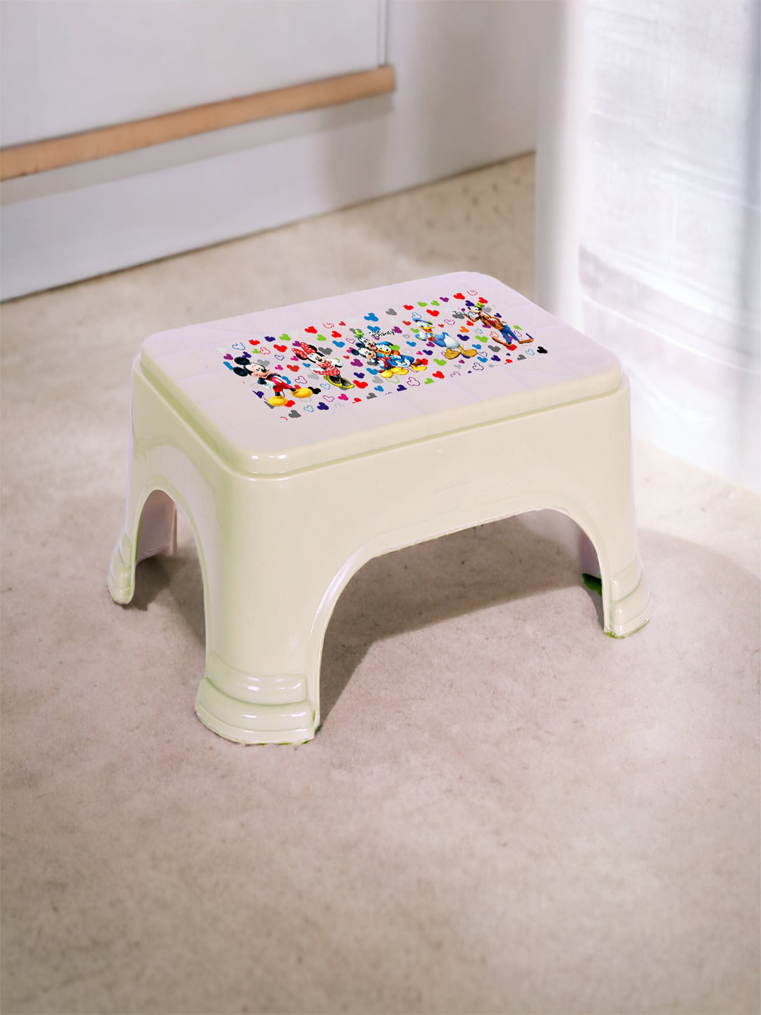 Kuber Industries Grey 2 Pieces Mickey & Friends Printed Bathroom Step Stools