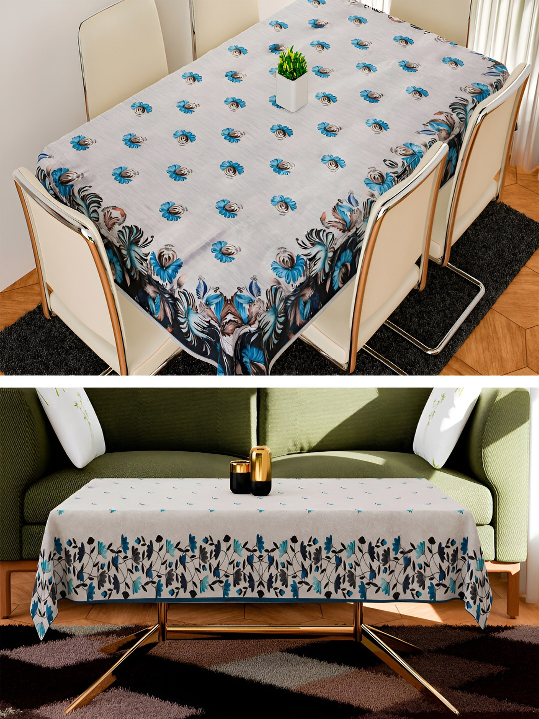 Kuber Industries Grey 2 Pieces 6-Seater Table Cover