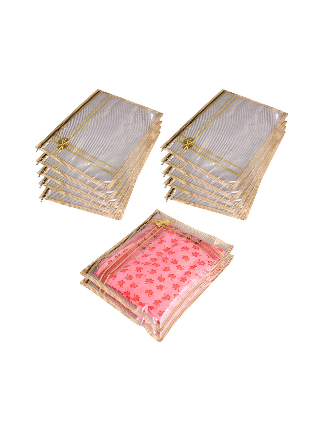 Kuber Industries Set of 12 Gold-Toned Reusable Drawer Saree Cover Organisers