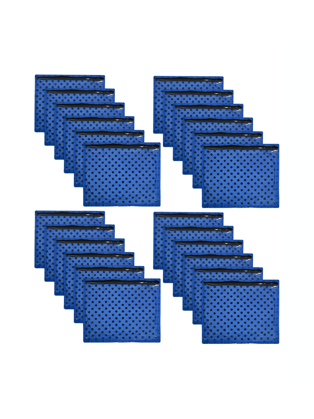 Kuber Industries Set of 24 Blue Reusable Drawer Single Packing Saree Cover Organisers
