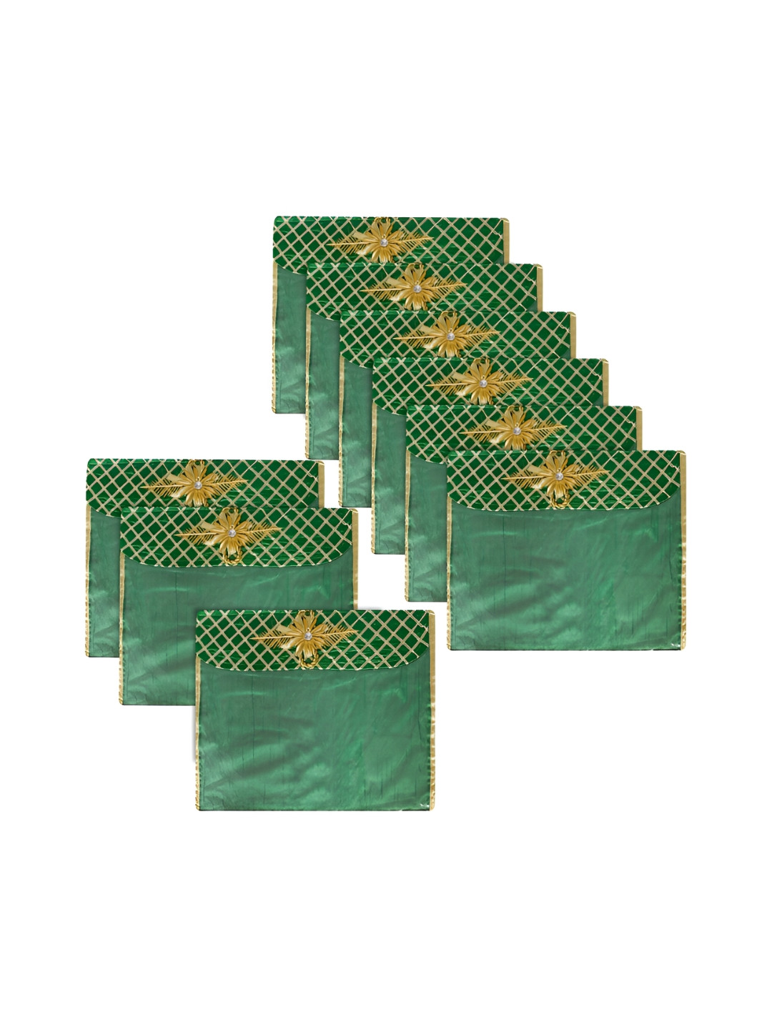Kuber Industries Set of 9 Green Reusable Drawer Saree Cover Organisers