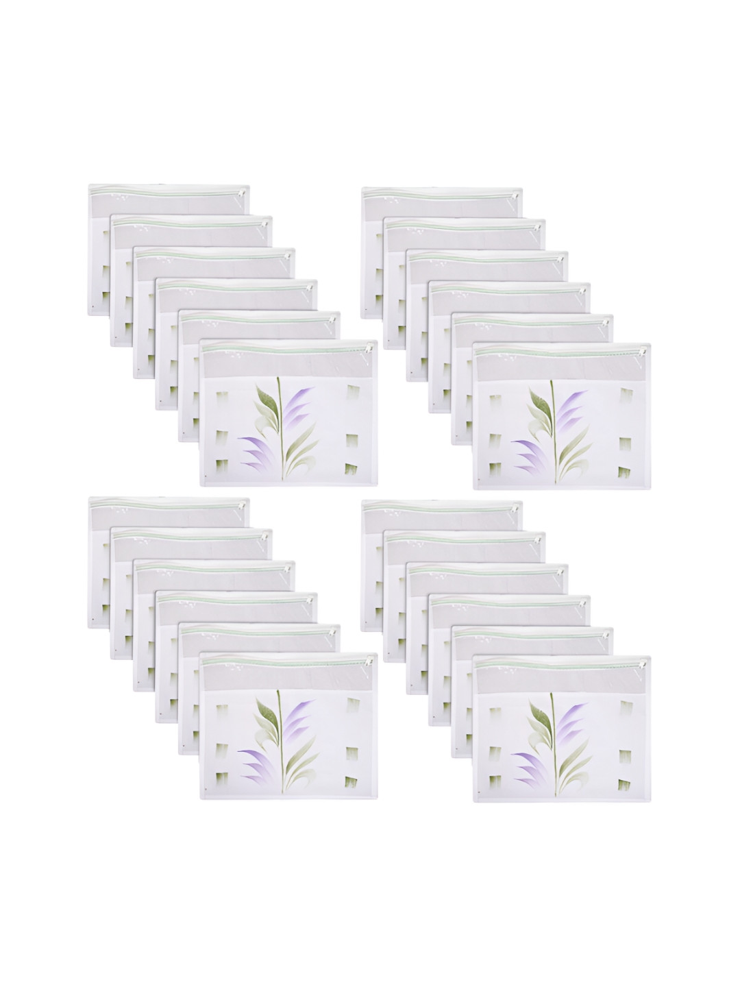 Kuber Industries Set of 24 White Reusable Drawer Single Packing Saree Cover Organisers