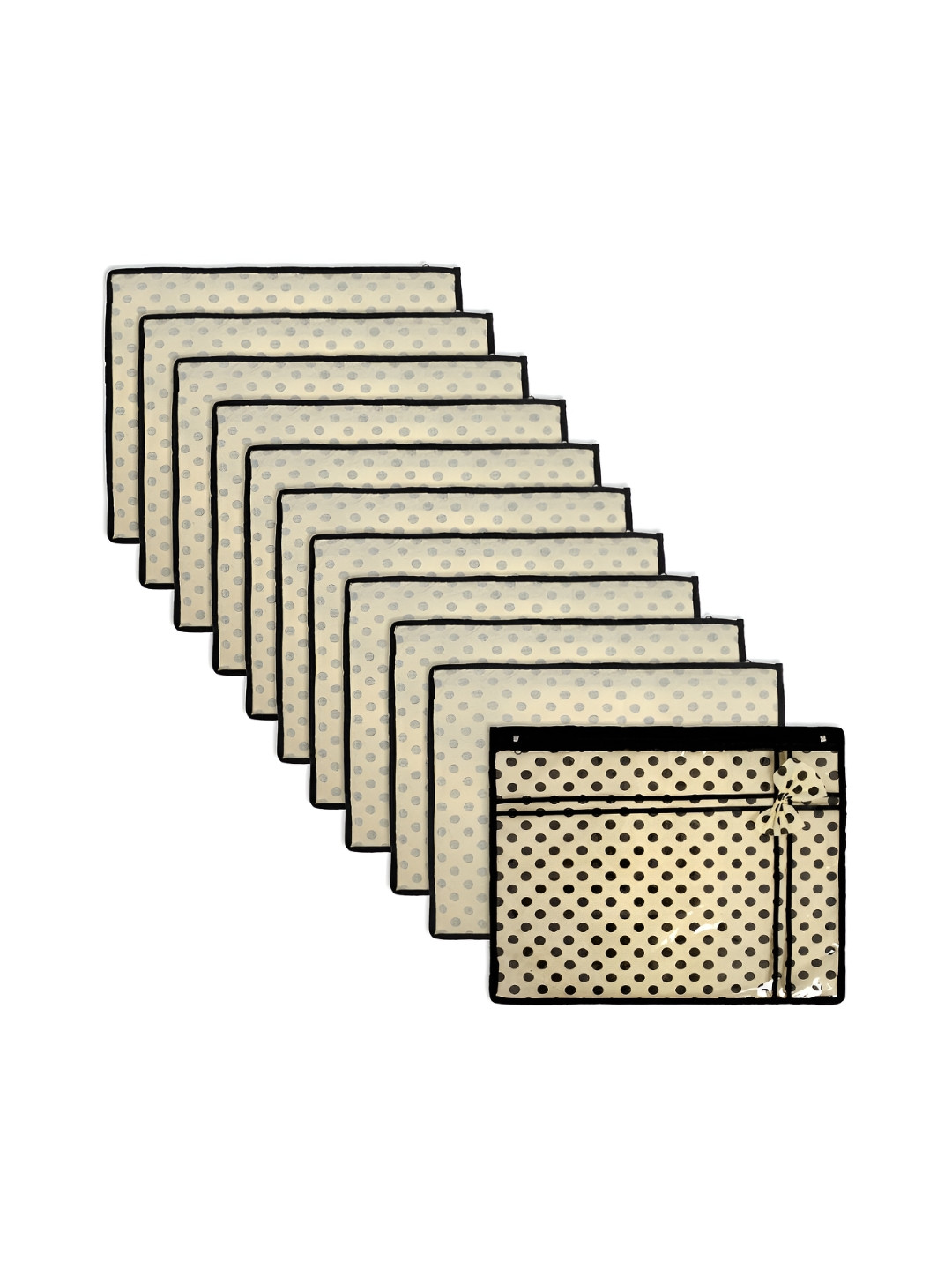 Kuber Industries Set of 12 Cream-Coloured Reusable Multi-Utility Saree Cover Organisers