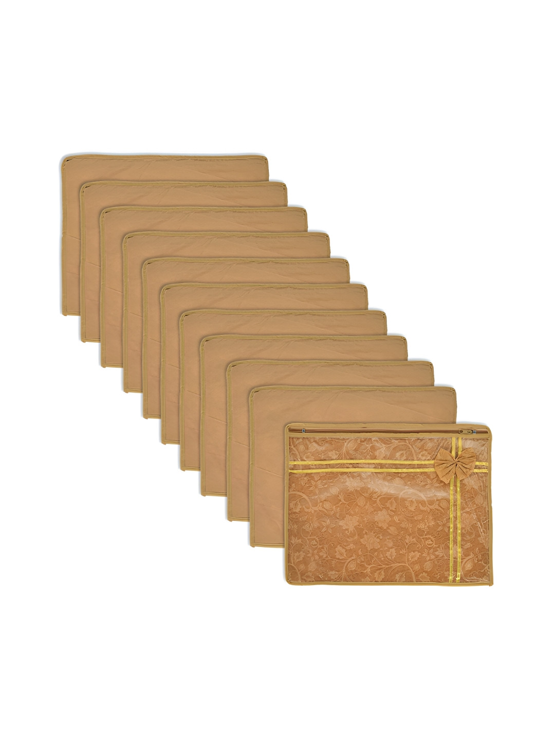 Kuber Industries Set of 12 Brown Reusable Drawer Saree Cover Organisers