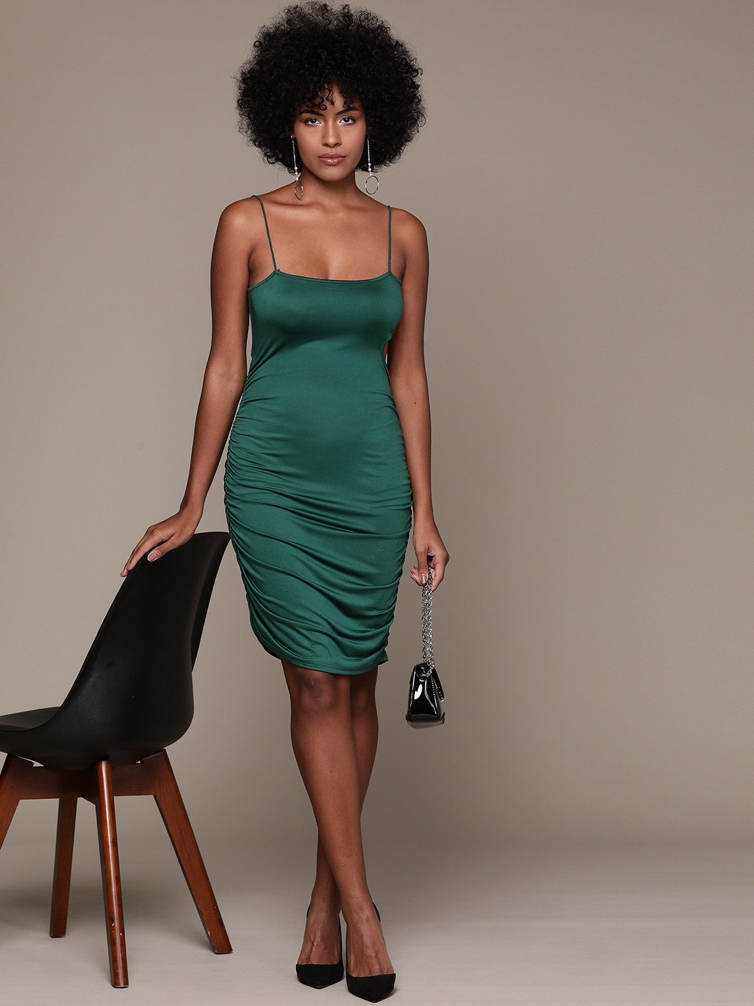 bebe Future Glam Cut-Out Ruched Bodycon Dress