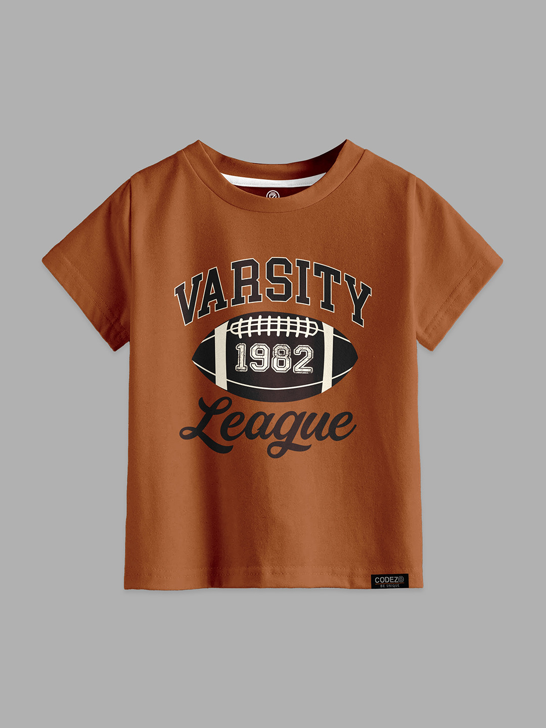 CODEZ Boys Printed Round Neck Short Sleeves Cotton T-shirt