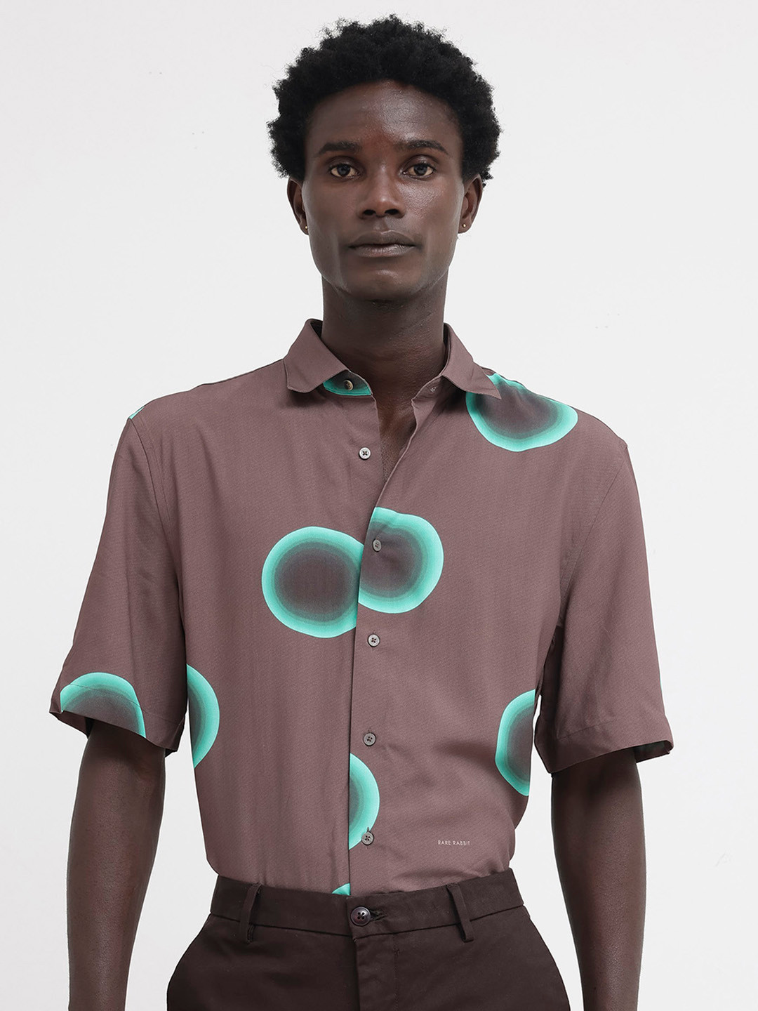 RARE RABBIT Men Poblur Boxy Standard Opaque Shirt