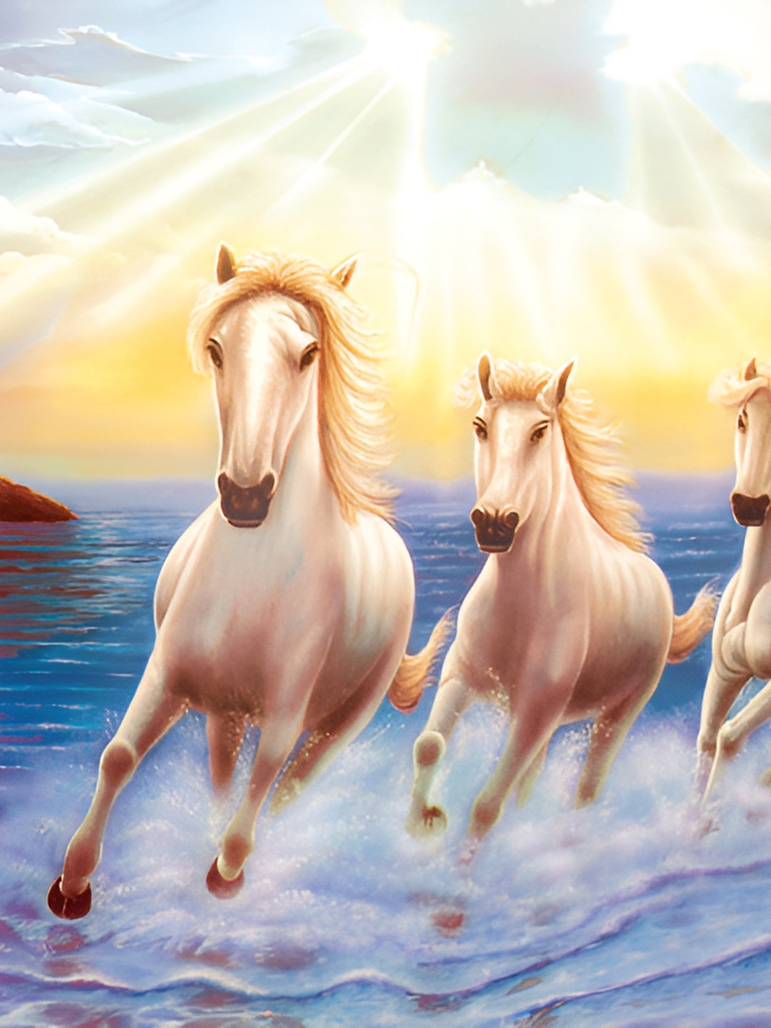 British Terminal Blue & White Seven Running Horses Wall Sticker
