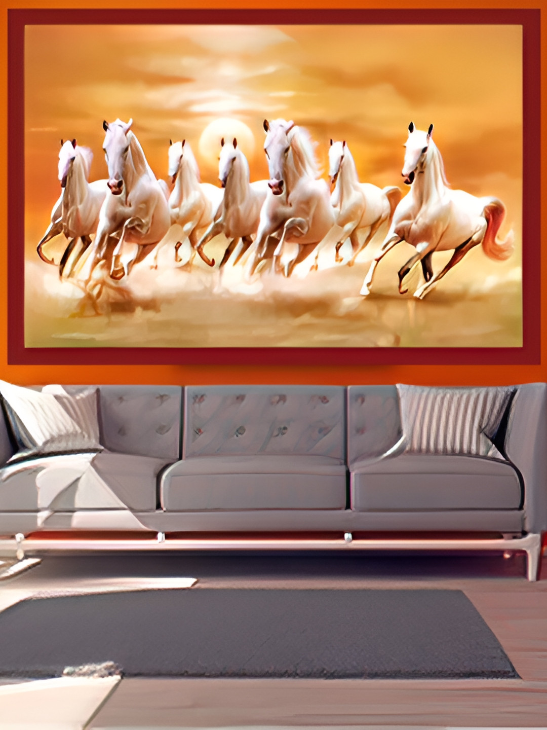 British Terminal Orange & White Seven Running Horses Wall Sticker