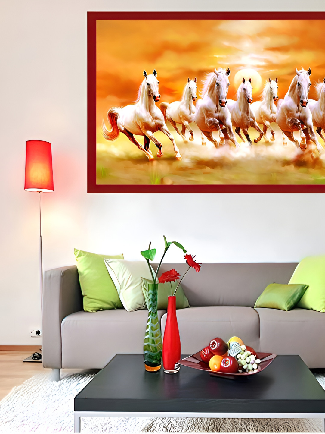 British Terminal Red & Orange 1 Piece Paper Birds and Animals Wall Paintings
