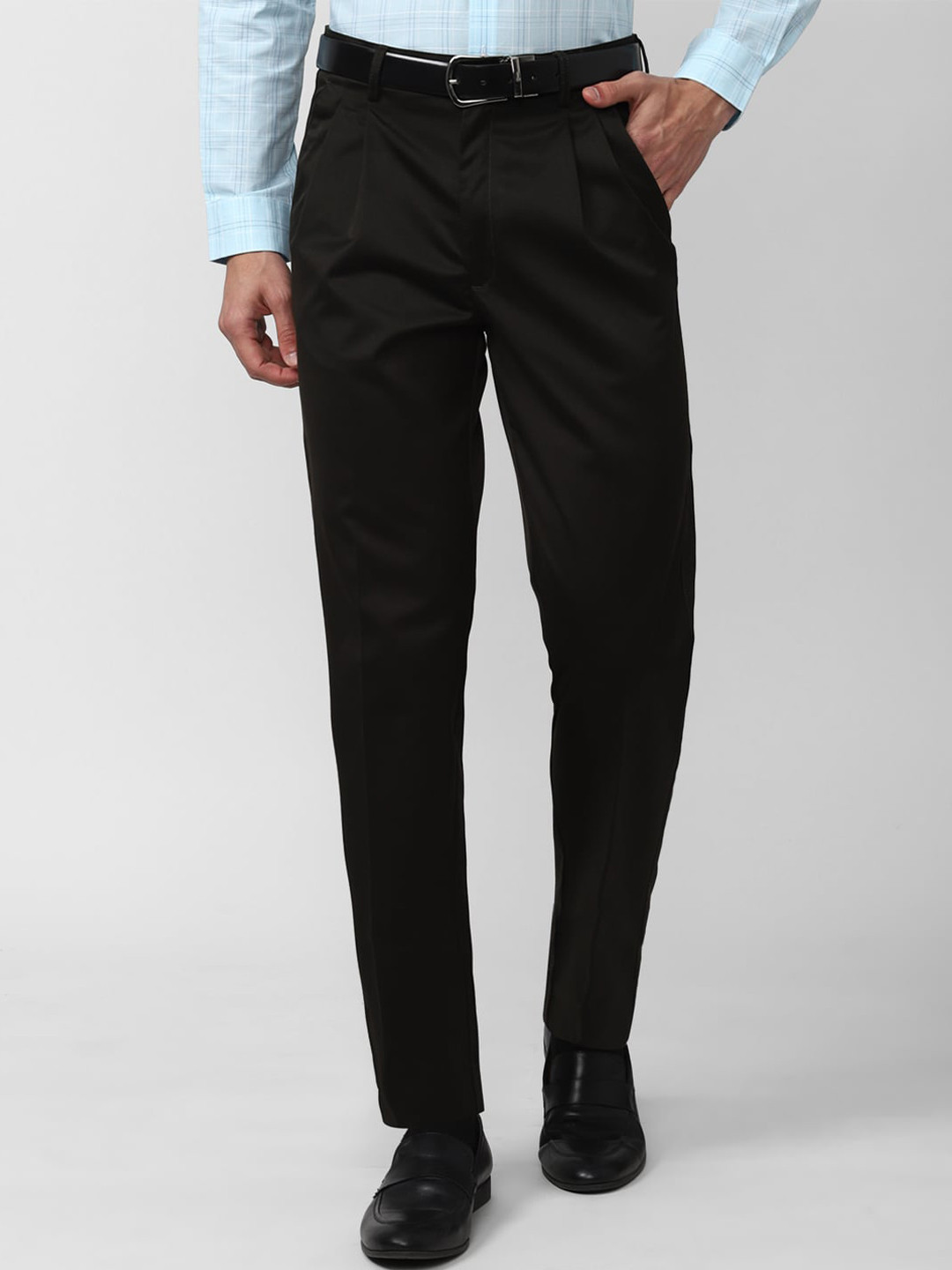 Peter England Casuals Men Mid-Rise Pleated Formal Trousers