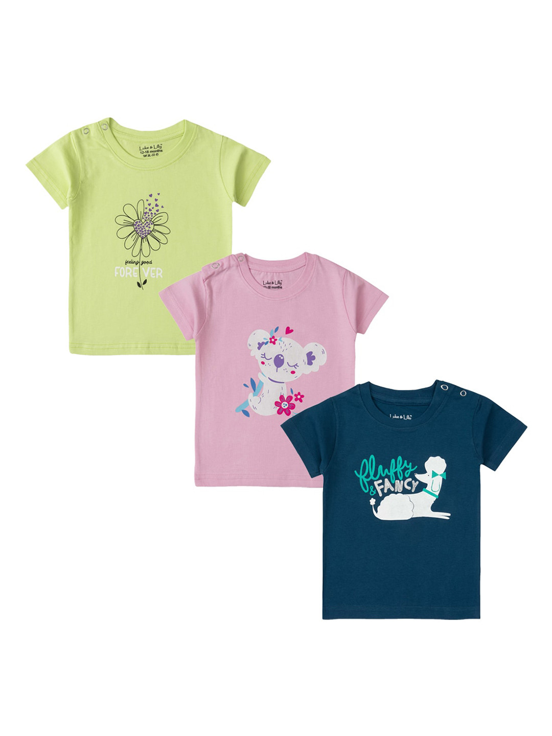 Luke & Lilly Girls 3 Printed Applique T-shirt