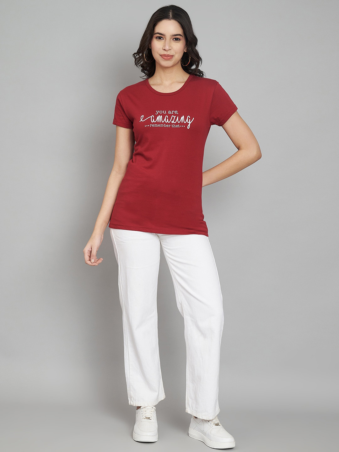 Trend Level Women Typography Printed Pockets T-shirt