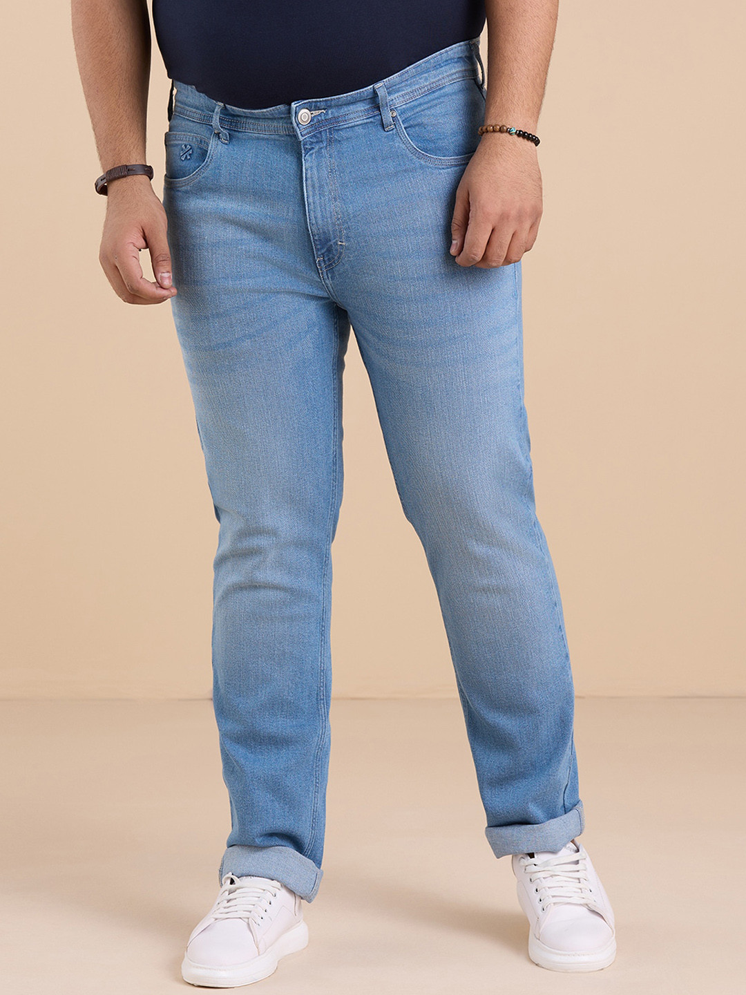 Big Hello - The Plus Life   Men Mid Rise Clean Look Light Fade Cotton Jeans