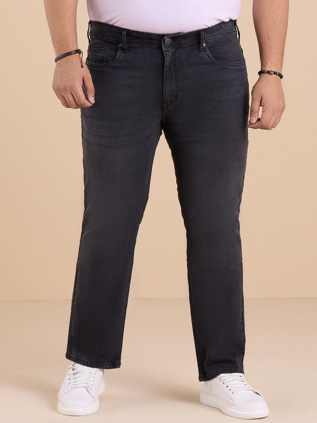 Big Hello - The Plus Life Men Mid Rise Clean Look Dark Shade Cotton Jeans